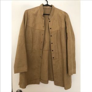 Vintage Suede Tan Shirt with Embroidery